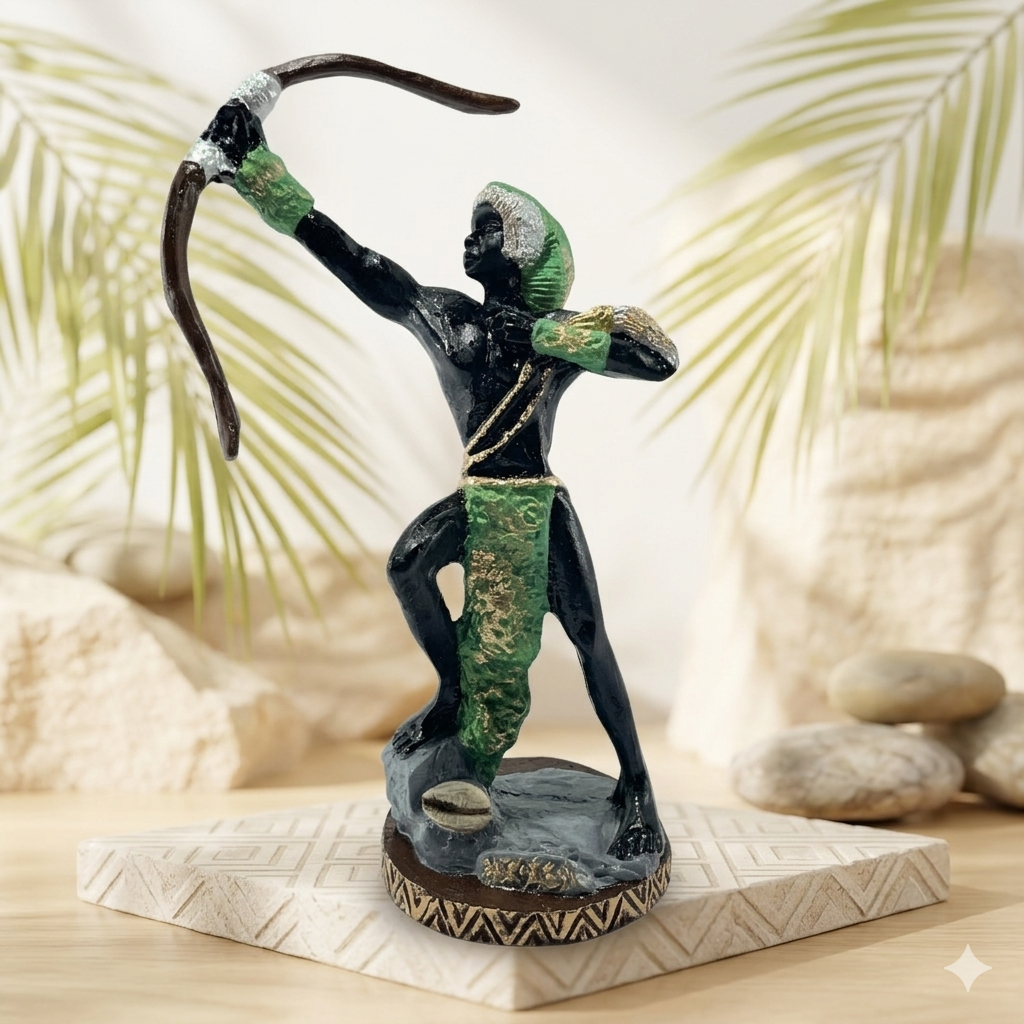 Imagem Orixá Oxóssi Verde 15cm Resina Estatueta Religiosa Umbanda Candomblé Decoração Espiritual Axé