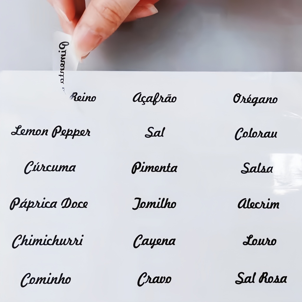 39 Adesivos No Vinil Transparente Para Potes Organizadores Temperos Mantimentos Organizador 6x2cm
