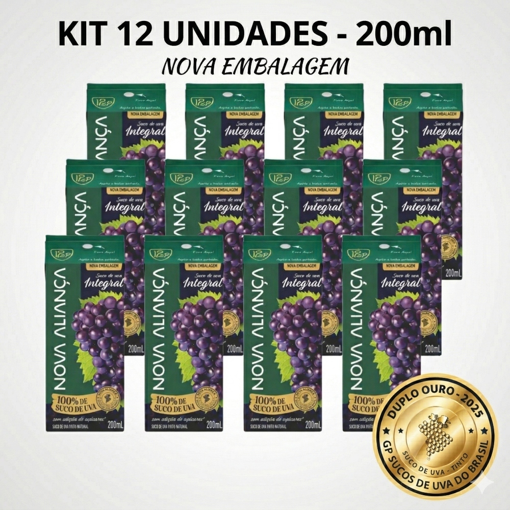 100% Suco Integral de Uva Tinto Aliança 200ml - 12 Caixinhas em Oferta na Shopee