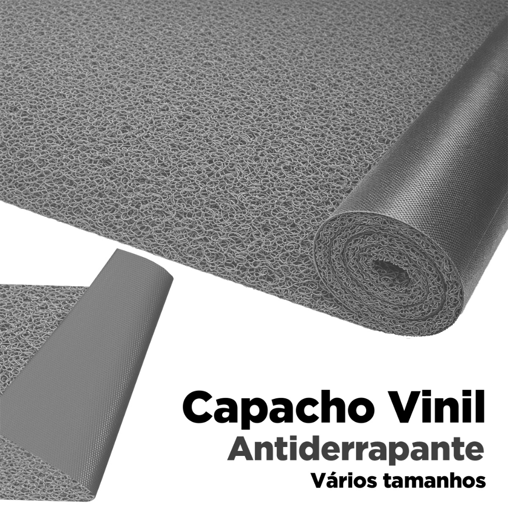 Tapete Capacho Antiderrapante Vinil Rolo Cinza Claro Entrada Decoração Vários Tamanho Loja Empresa