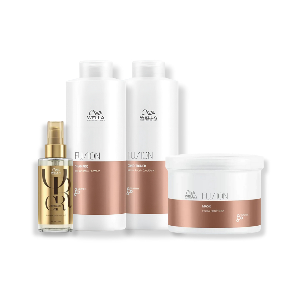 Wella Professionals Fusion - Shampoo 1L , Condicionador 1L , Máscara 500ml + Óleo Capilar 100ml