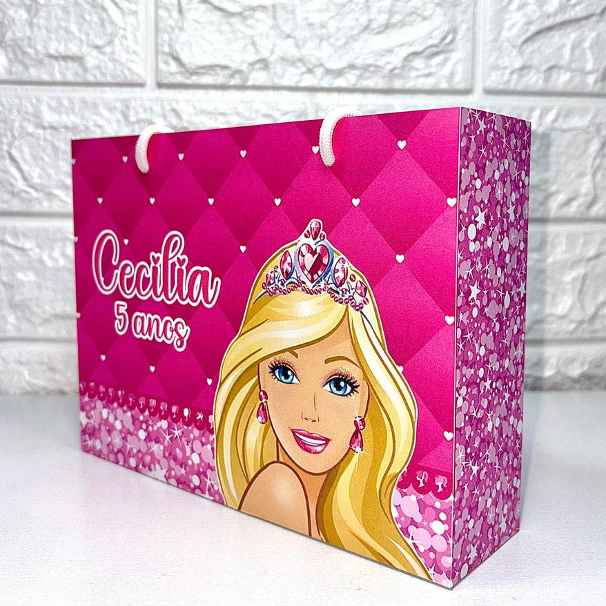 Sacolinha BARBIE Personalizada Monte em Casa / Lembrancinha Festa Infantil / Nome e Idade