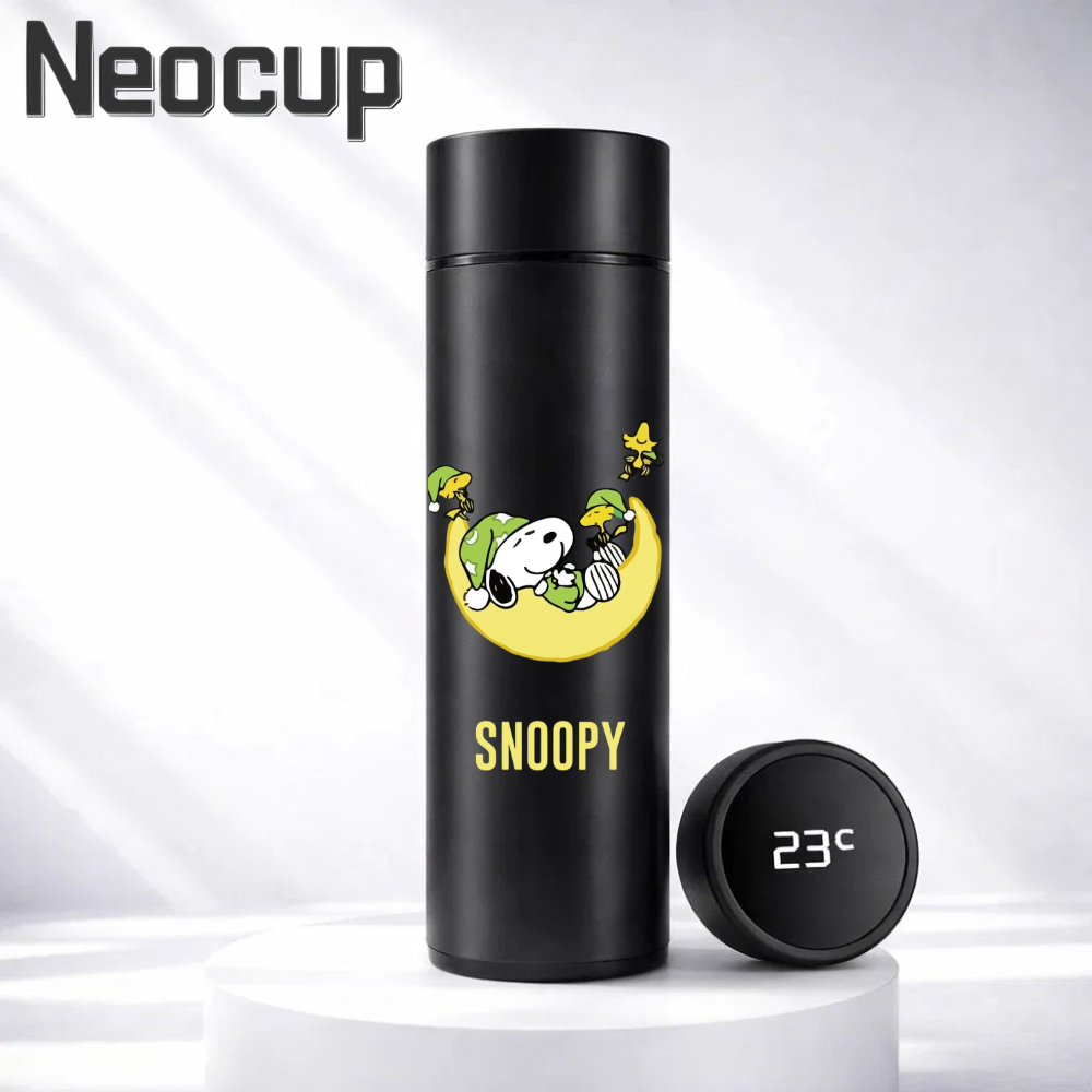 Garrafa Térmica Aço Inoxidável 304 Disney Peanuts X Snoopy com Termômetro digital 500ml