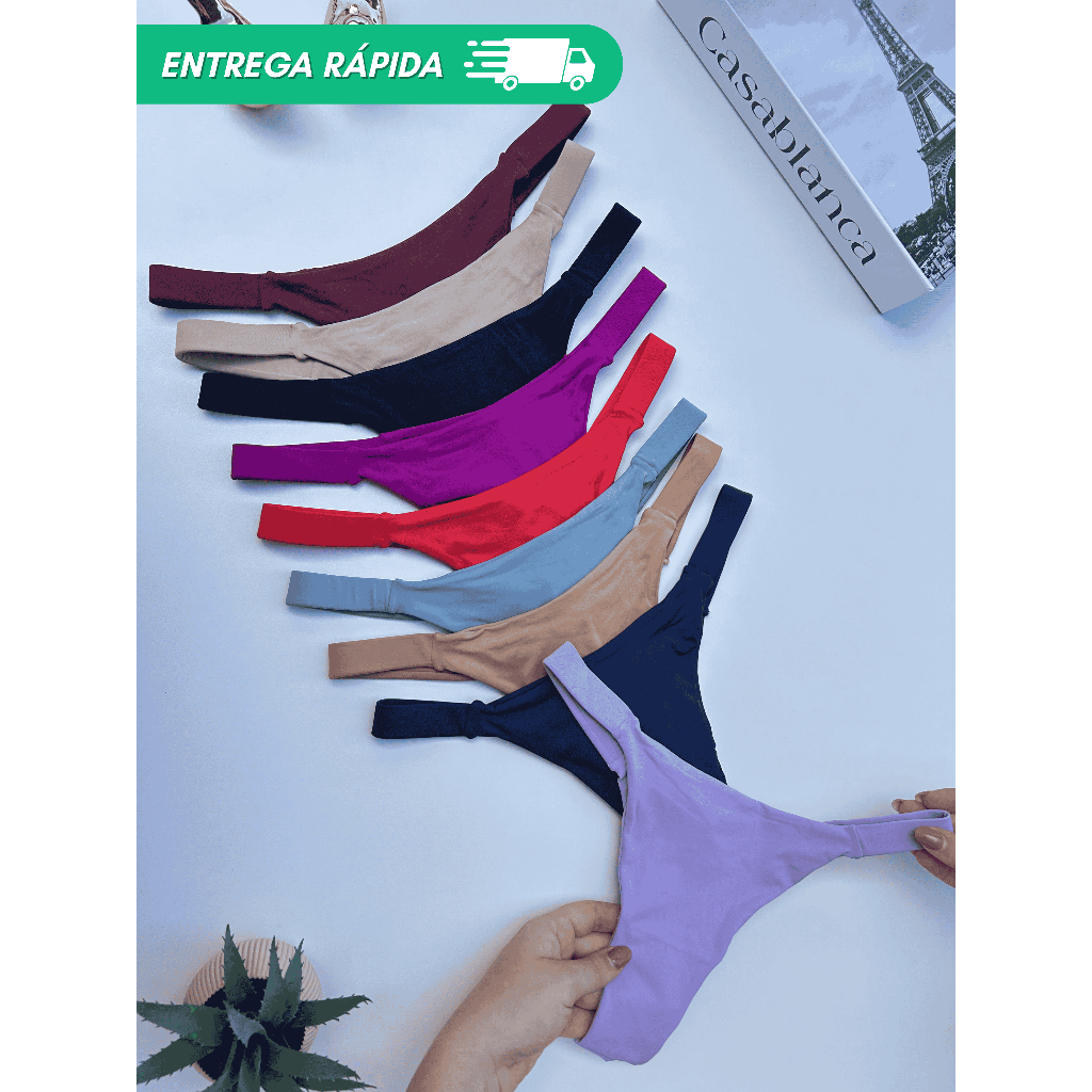 Kit 5 ou 2 calcinha fio bikini sem costura que não marca na roupa com forro 100% algodão