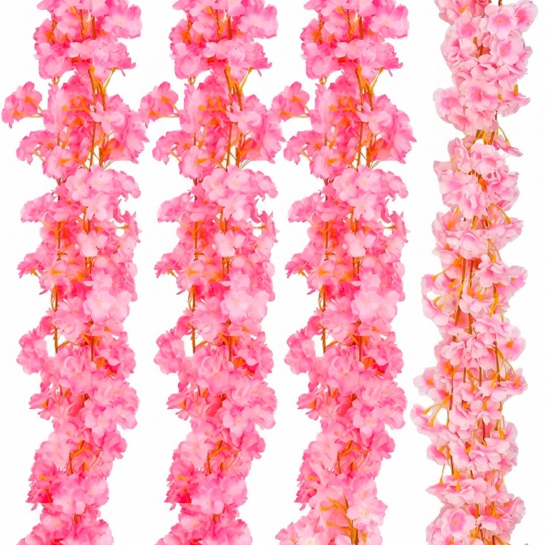 Corrente De Cerejeira Coreana Rosa Clara Artificial Rosa 180cm Decoração Premium - Flor artificial trepadeira Sakura