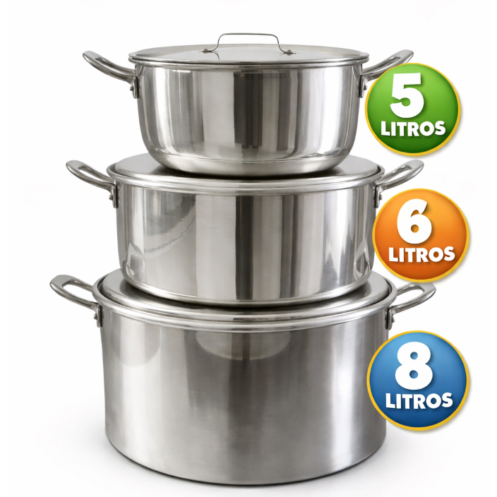 Jogo de Panela Feijoada Caldo de Alumínio 3  Peças em Oferta na Shopee