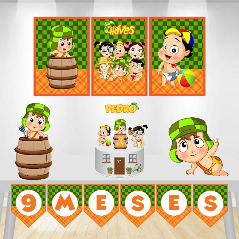 Kit Festa Só um Bolinho-Turma do Chaves Baby- Decoração Aniversário/Mesversario infantil- Kit Personalizado completo