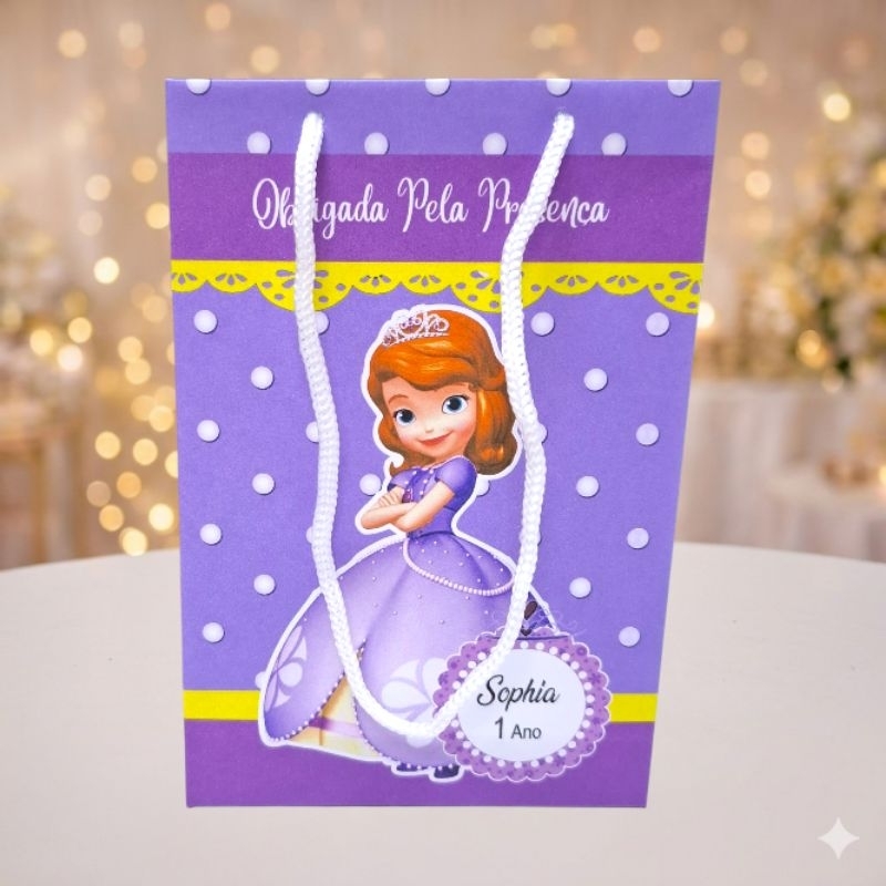 Sacolinha Sacola Personalizada para Festa Princesa Sofia - Sacolinha Surpresa OPÇÃO PEGUE E MONTE ou MONTADA