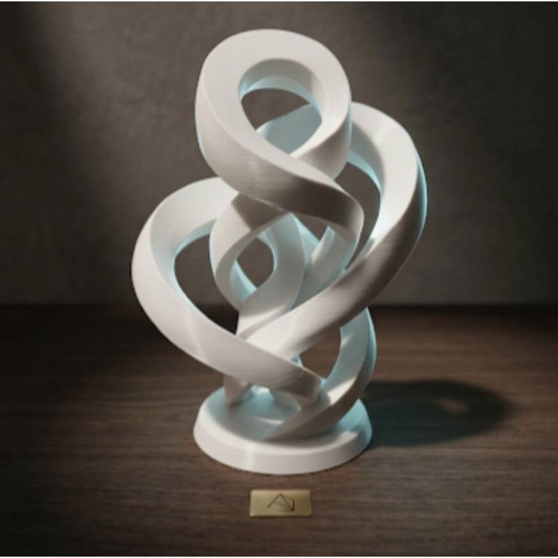 Escultura Abstrata Torção Infinita 17cm - Decoração Minimalista Luxo Sala/Escritório - Impressão 3D
