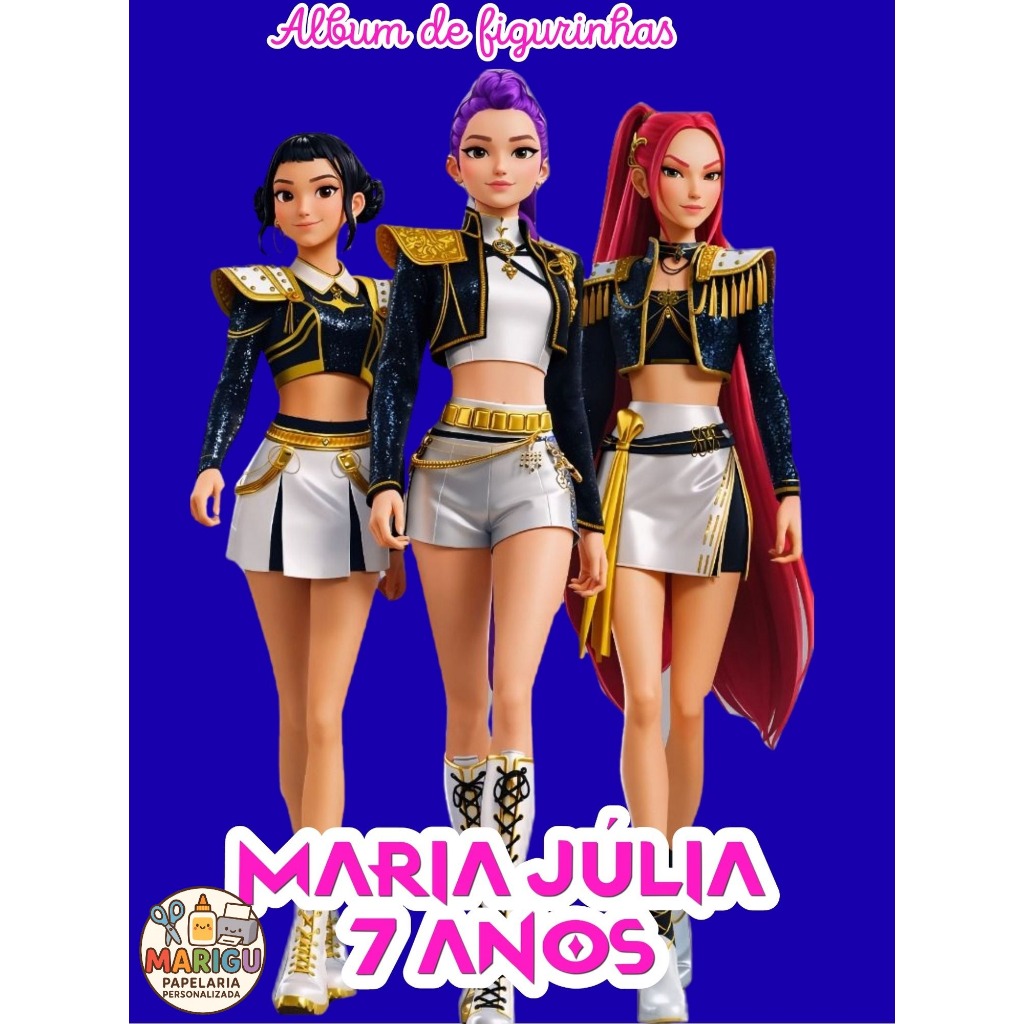 Livrinho de Colorir e  Album de Figurinha Personalizado Lembrancinha Aniversario Kpop Demon H unters Huntri x Guerreiras