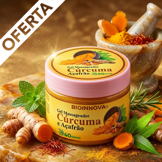 Gel Cúrcuma 250g Auxiliar no Alívio Imediato de Dores Articulações Costas Musculares Massageador