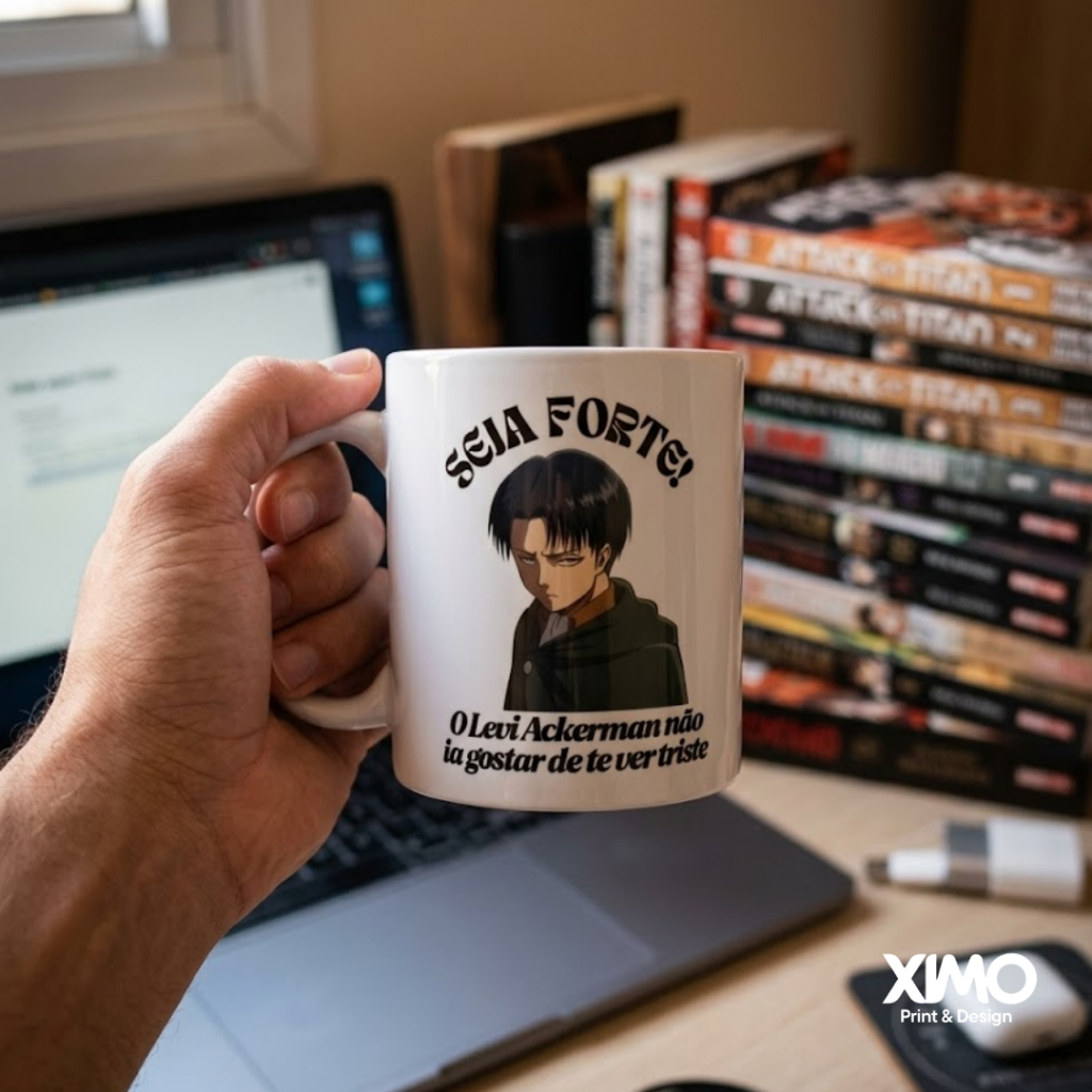 Caneca Levi Ackerman Meme 325ml Porcelana Personalizada Presente Fã Anime Attack on Titan