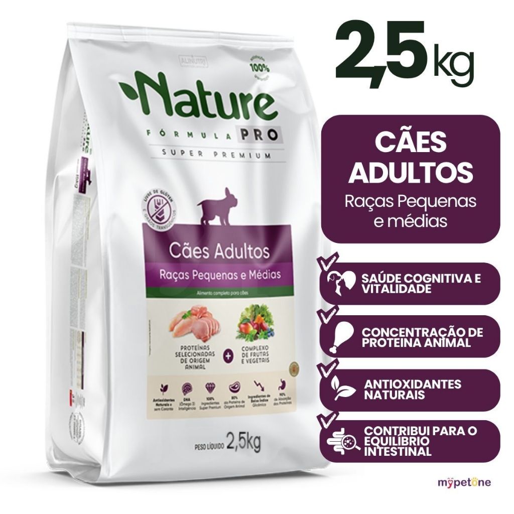 Ração Nature Fórmula Pro Cães Adultos Raças Pequenas e Médias 2,5kg em Oferta na Shopee