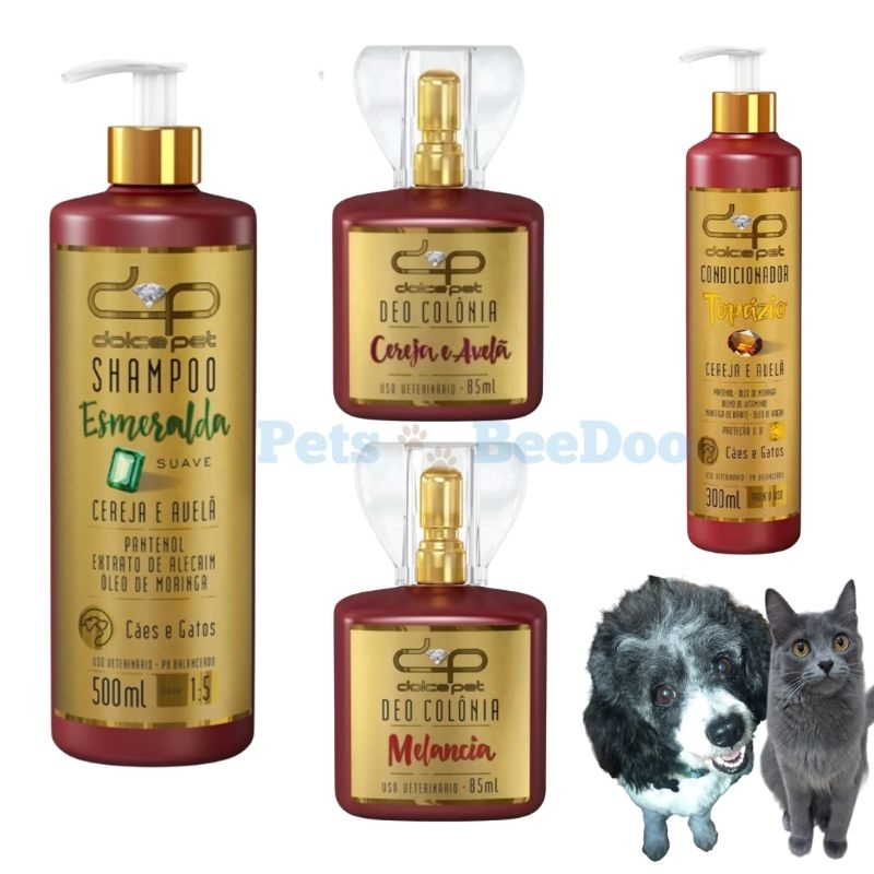 Shampoo Condicionador Perfume Colonia Dolce Pet Cereja e Avelã Opções