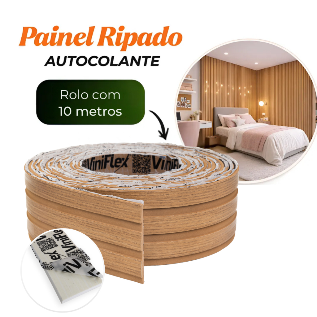 Painel Ripado Autocolante 5M e 10M Laminado Adesivo Decorativo Acabamento Amadeirado Parede Quarto Sala em Oferta na Shopee