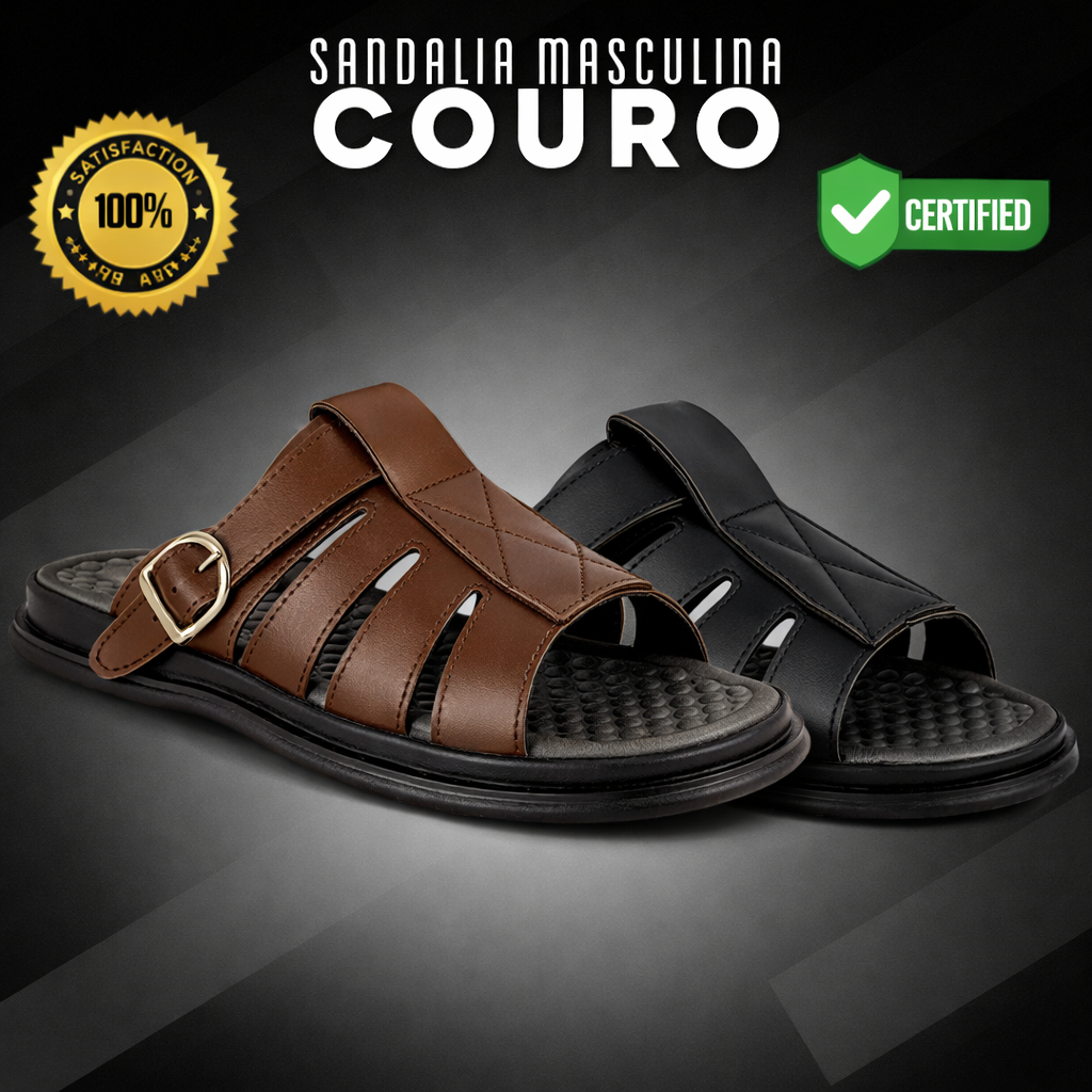 Sandália Ortopédica Masculina Anatômica Conforto Premium Fechada Alívio de Dores nos Pés