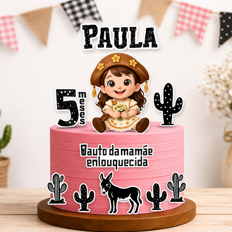 Topo de Bolo Maria Bonita - Topper Arraiá  - Topo de Bolo - Topo Mesversario ENVIO EM ATE 24 HRS APOS A COMPRA
