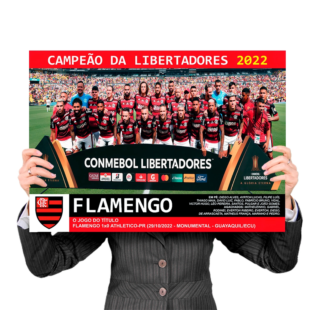 Pôster GRANDE Flamengo Campeão da Libertadores 2022 - Plastificado Premium