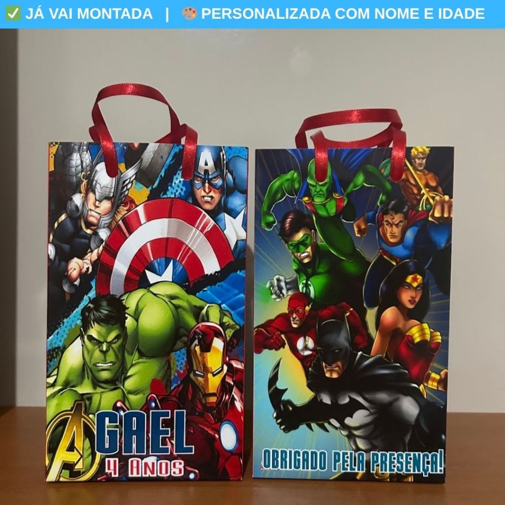 Sacolinha Personalizada Surpresa Vingadores Avengers Festa Infantil | Lembrancinha Aniversário