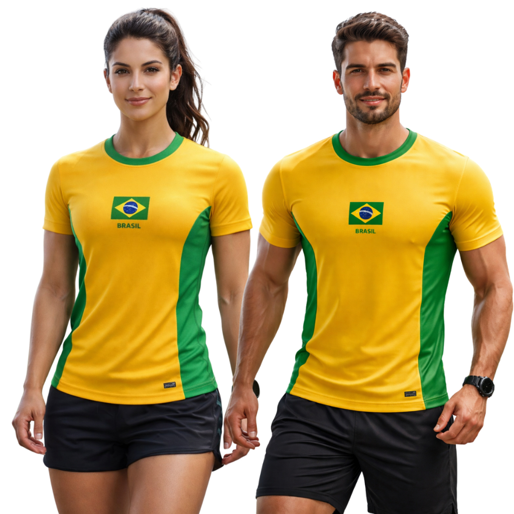 Camisa Camiseta Brasil Dry Fit Leve Torcida Amarela Masculina e Feminina Dry Fit Promoção Futebol
