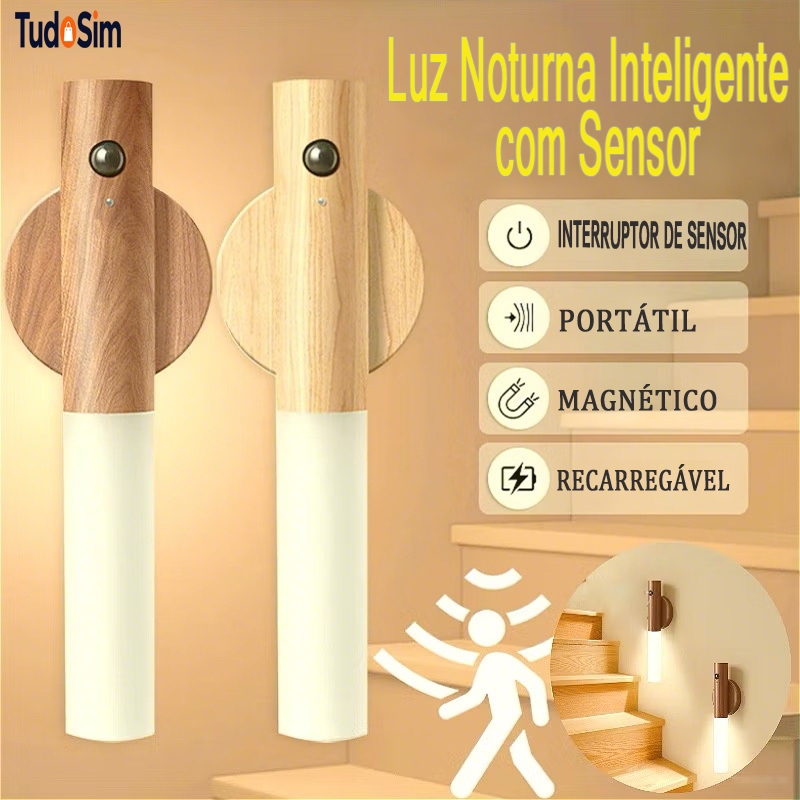 Luminária de parede Led Recarregável Recarregável Portátil Bastão com sensor LED inteligente