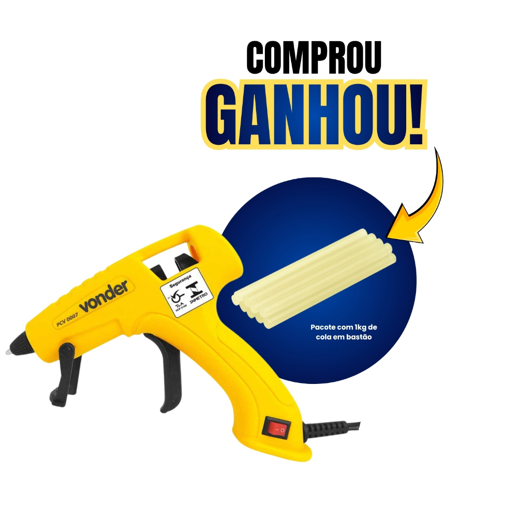 Kit Aplicador de Cola Quente PCV0007 20W para Bastão 8 mm Vonder