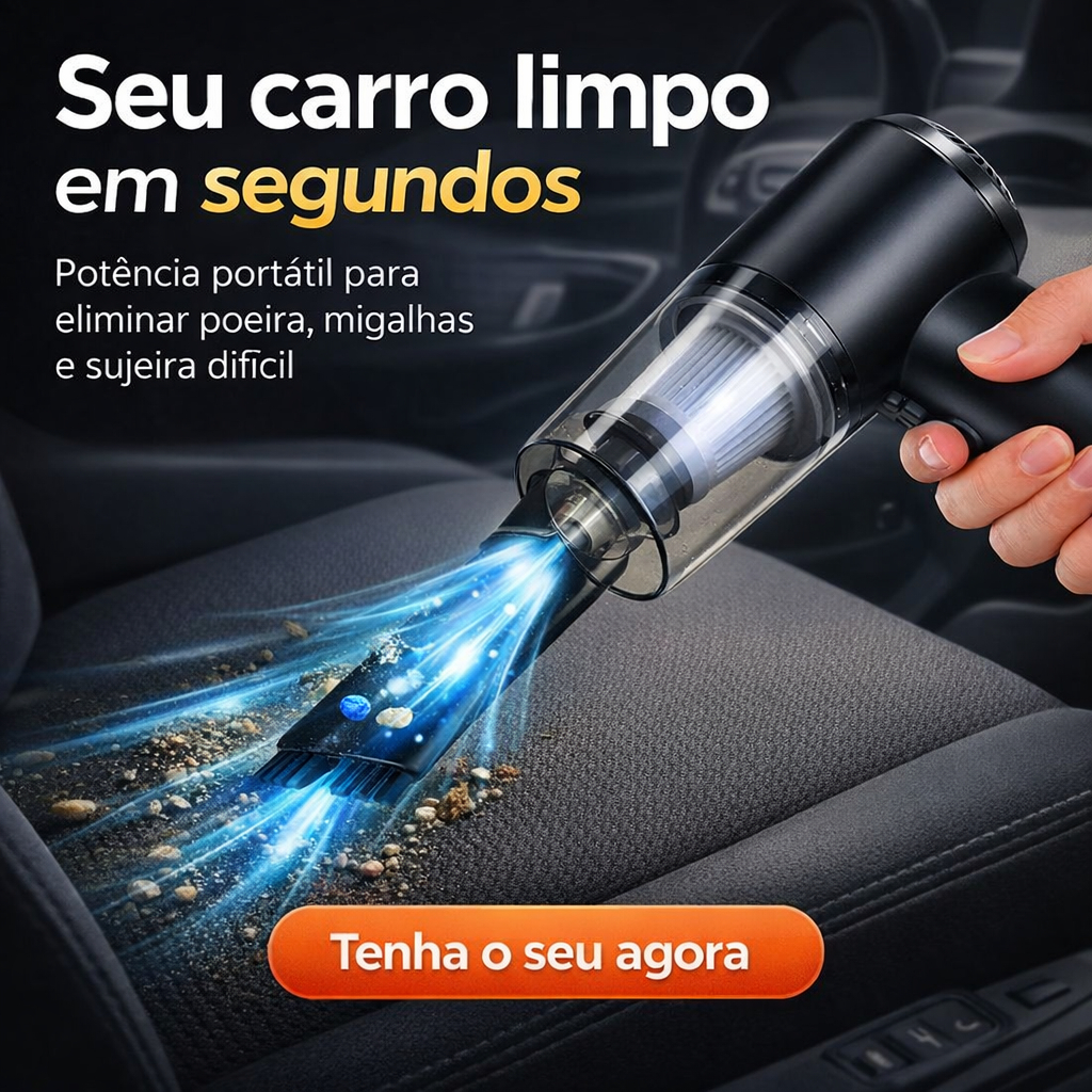 Aspirador Automotivo Portátil Sem Fio Recarregável Potente Mini Aspirador para Carro Limpeza Interna Premium