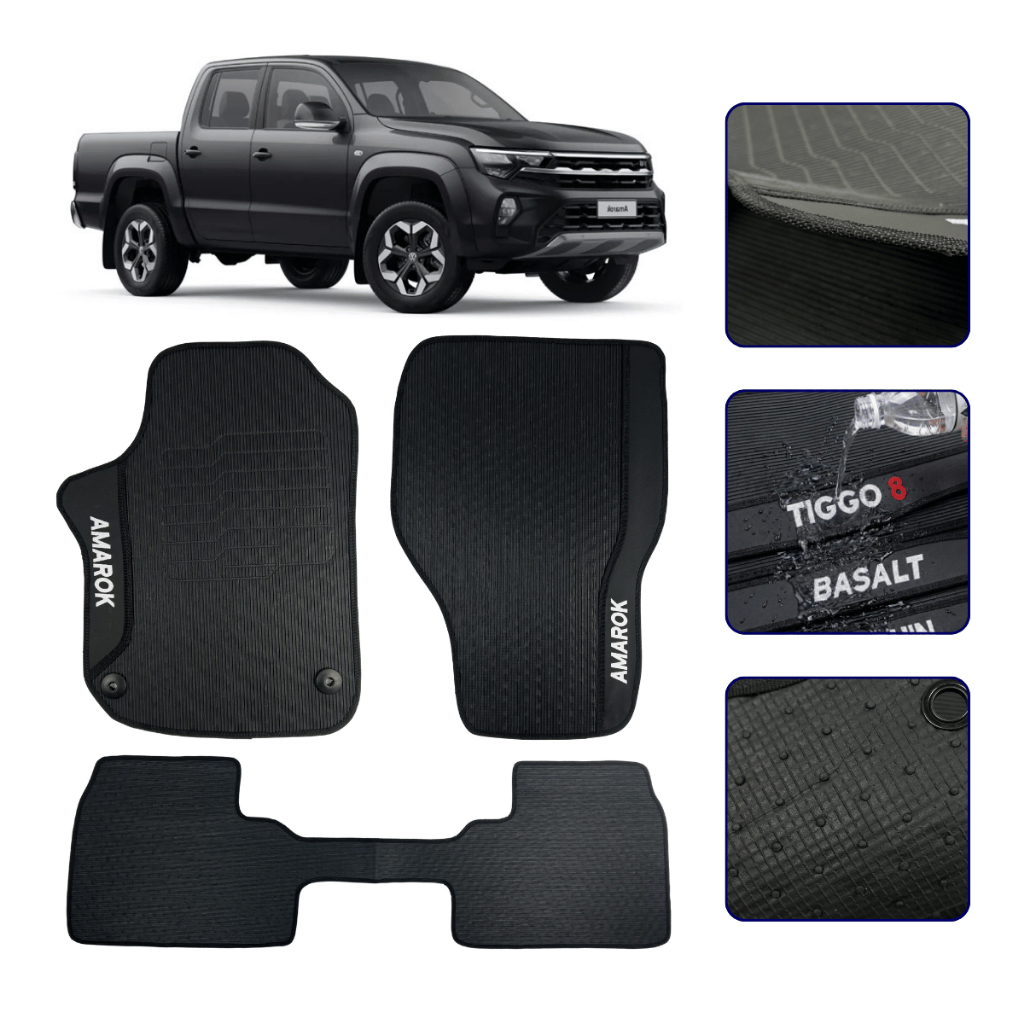 Jogo de Tapete Emborrachado Para Amarok Cabine Dupla 2010 a 2019 2020 2021 2022
