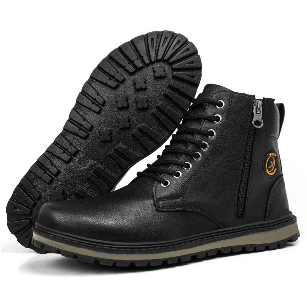 Bota Coturno Masculino Adventure Trilha Social Urbano Calce Fácil Couro