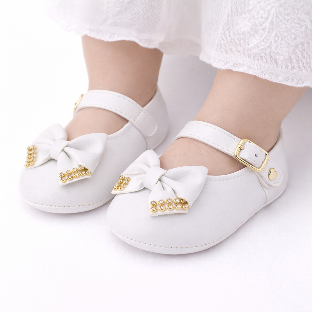 Sapatilha Bebê Menina Sapatinho Batizado Uso Diário Super Elegante Macia n° 13 ao 18