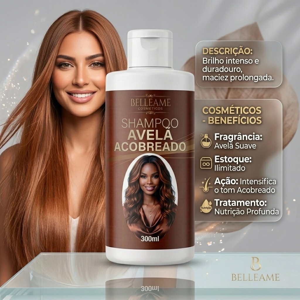 Shampoo Escurecedor Cabelos Brancos Tonalizante Belleame 300ml Efeito 100% Natural Super Resultado — imagem 2 de 2