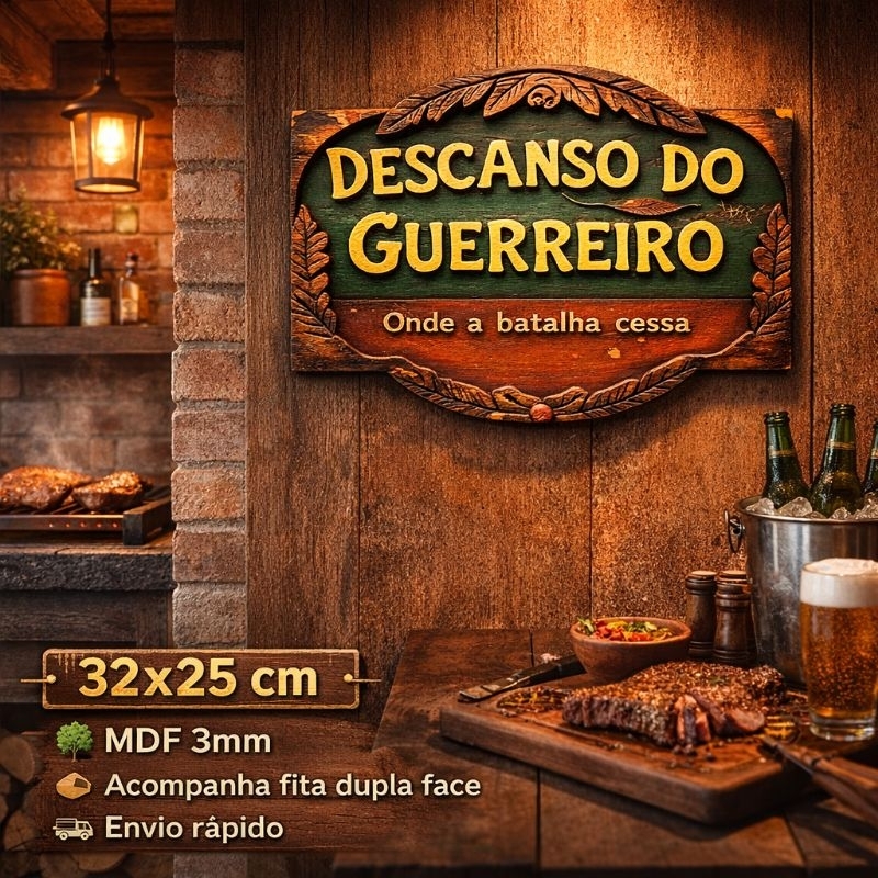 Placa Decorativa 32cm Área Churrasqueira Bar Gourmet - MDF 3mm Rústico - Vários Modelos