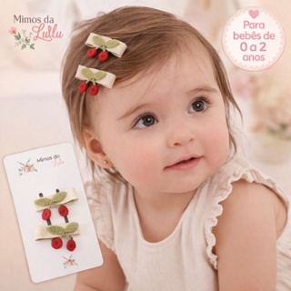 Parzinho de cereja menina baby 100% Forrado com borrachinha antideslizante laco de menina em Oferta na Shopee