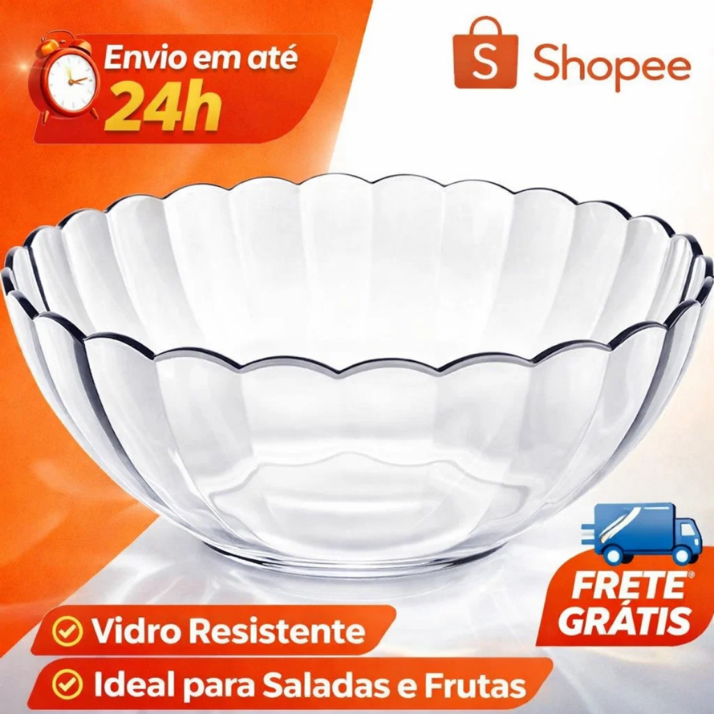 Jogo De Sobremesa Vidro 1L Tigelas Sobremesa Bella Pote Marinex Saladeira 1L Vidro Resistente