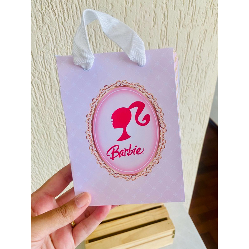 Sacolinha Personalizada Barbie | Lembrancinha Festa Infantil Barbie | Sacola Personalizada Rosa