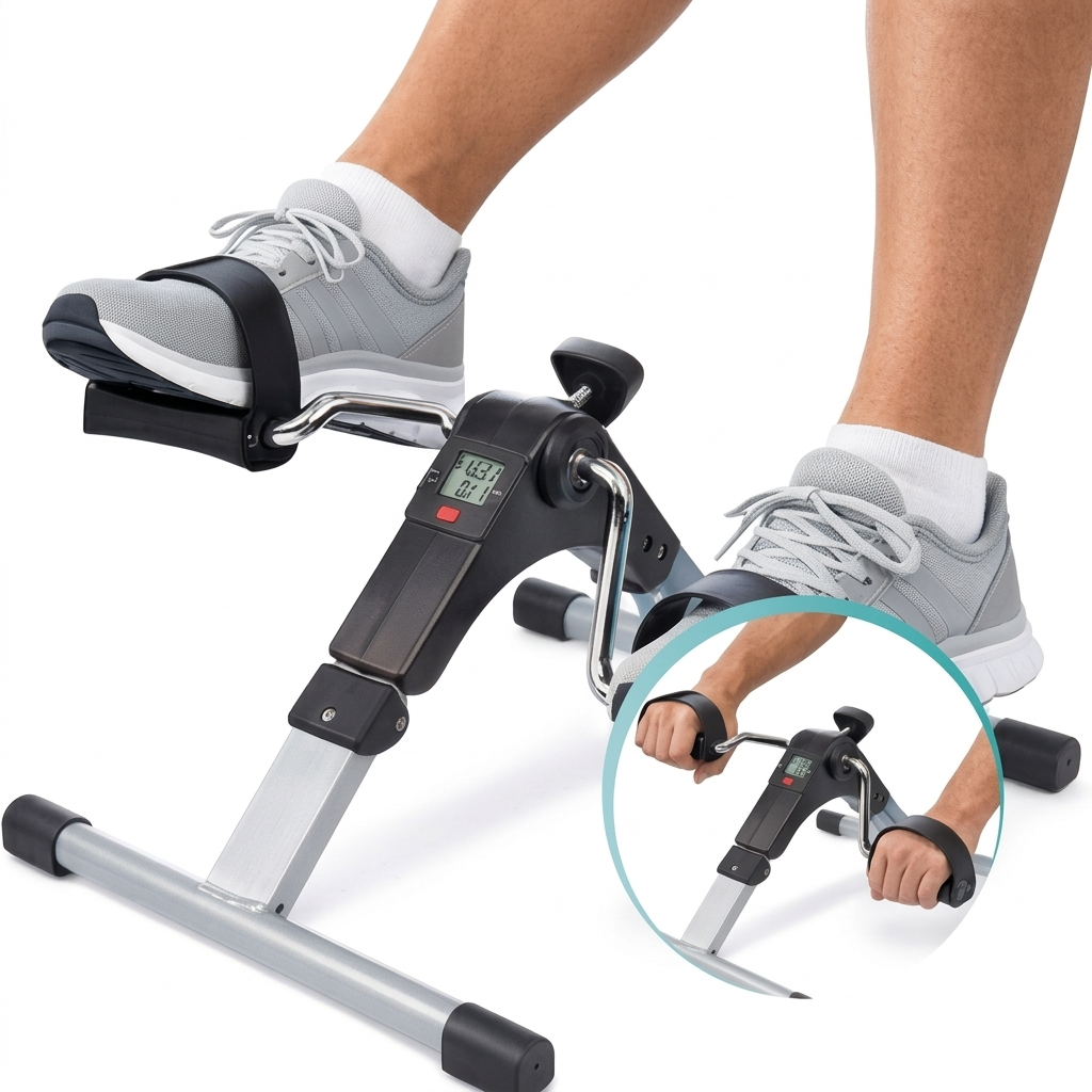 Mini Bike Ergométrica Pedalinho Portátil Idosos Fisioterapia Monitor Digital Exercício em Casa