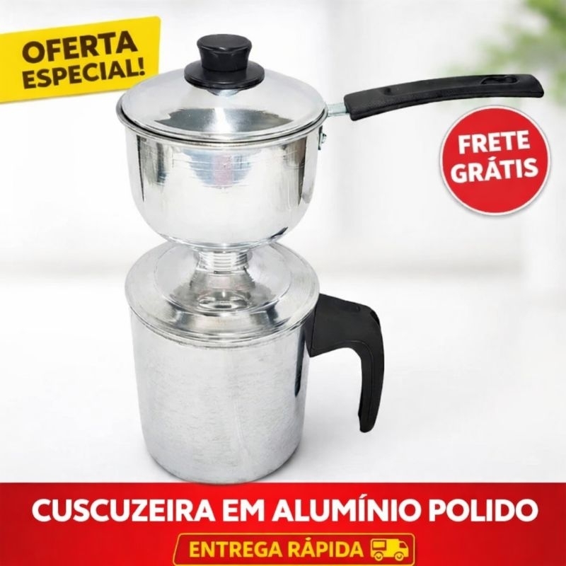 Cuscuzeira Individual Cuscuzeiro Nordestino Alumínio Polido Resistente