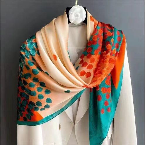 Lenços Cetim Cabeça Pescoço de Seda Super Moda Elegante Primavera Grande 90cmx90cm| Várias Formas de Usar
