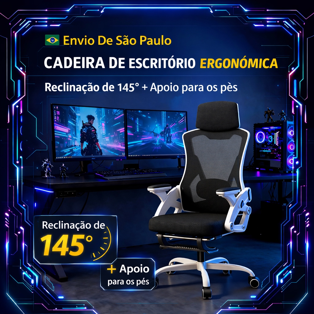 Cadeira Escritório Ergonômica Cadeira Gamer LENOBLE A819 Com Suporte Lombar Ajustável Inclinação e para Computador