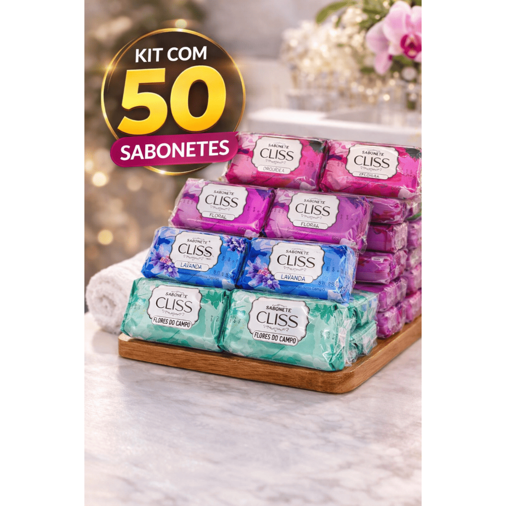 Kit 50 Sabonetes em Barra Cliss 85g Limpeza Custo Beneficio Doação Brinde Cesta