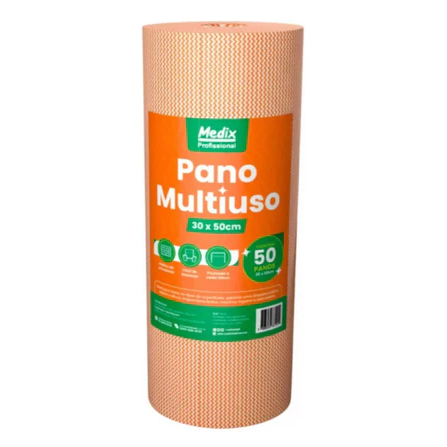 Kit 2 Pano Multiuso Tipo Perfex C/100 Unid Rolo 30cmx25m
