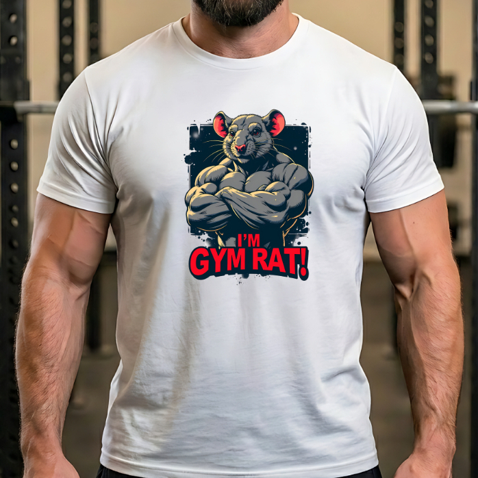 Camiseta Masculina Academia Treino Estampada I'm Gym Rat Algodão Confortável Musculação Crossfit