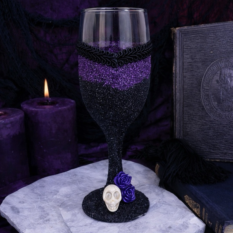 Taça de Tata Mulambo / Maria Mulambo Decorada Roxa com Caveira e Rosas Artigo Religioso Umbanda, Quimbanda, Candomblé