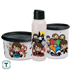 Kit Potes e Garrafa Tupperware Harry Potter Instantânea Mágica Colorida 3 Peças
