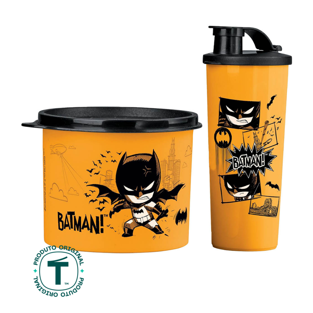 Kit Tupperware Batman Kids Copo 470ml + Pote 500ml