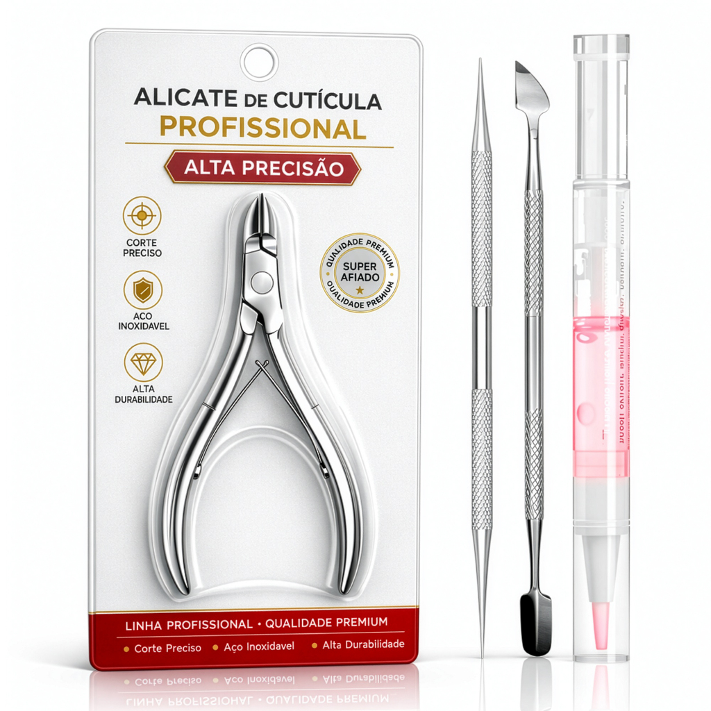Kit Manicure Profissional Manicure Inox Alicate Cutícula Espátula Palito Ponta Dupla Esterilizável