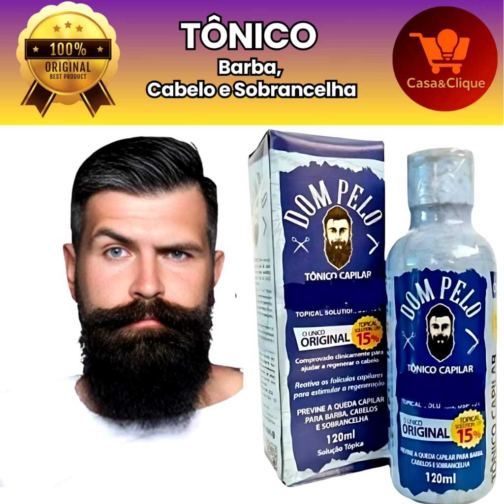 Dom Pelo Original - Tônico Capilar para Cabelo, Barba e Sobrancelha