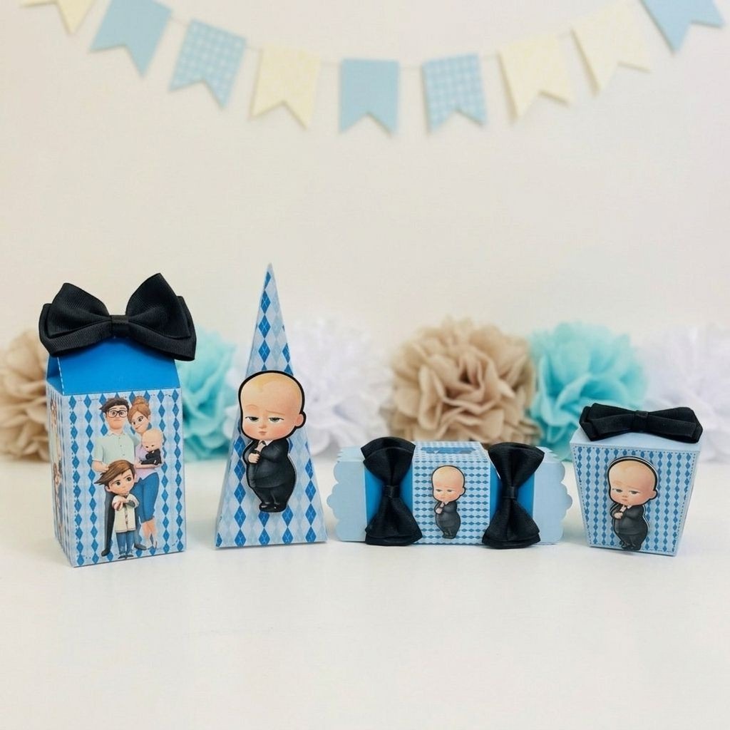 Kit Festa Caixinhas Personalizadas Poderoso Chefinho | Lembrancinha | Pegue e monte | Aniversário