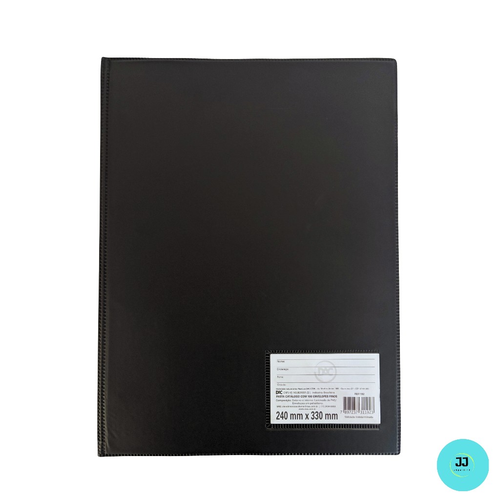 Pasta Catálogo Ofício Preta com 100 Envelopes DAC