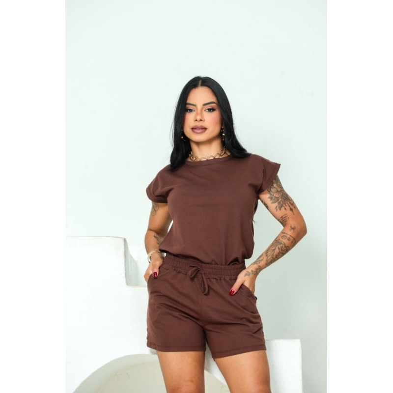 Conjunto em Malha 100% algodão Shorts e Blusa
